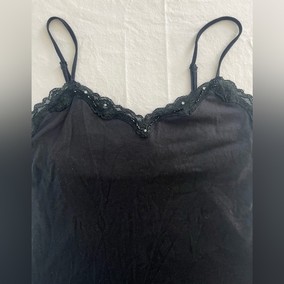 MARIANNE Retro Y2K black Lace Trim spaghetti strap Camisole top L WHIMSIGOTH - Picture 3 of 8